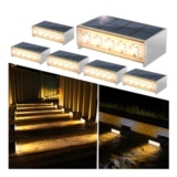 NATPOW 6-Pack Solar Stair Lights, Warm White, Outdoor IP65