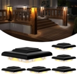 NATPOW Solar Post Cap Lights, Solar Post Lights Outdoor Garden, Warm White & Cool White, Waterproof, Auto On/Off Post Cap Lamp Waterproof for Wooden Posts, Park Patio(6 Pack)
