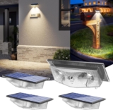 NATPOW Solar Wall Lights Outdoor Garden, Solar Fence Lights Warm &Cool White, 3 Mode Auto On/Off Outdoor Lights for Patio/Backyard/Porch/Pool Summer Evenings Decorations(4Packs)