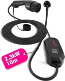 NEW Cord Type 2 Portable EV Charger 10 metre 230V Max 2.3kW UK Plug – Black – Cheapest Electrical