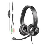 NGS MSX11 Pro Adjustable Stereo Microphone Headset, 3.5 mm Jack Connection and Double Jack Adapter, 20 Hz, Black – Amazon EU