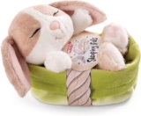 NICI Cuddly Toy Rabbit Cappuccino 12 cm – Soft Plush Toy Cute Plush Toy in Basket for Cuddling and Playing, for Children and Adults, 48709, Great Gift Idea