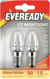 NIGHT LIGHT BULBS 7W E14 NIGHTLIGHT BULB LAMP PACK OF 2 (packaging may vary)