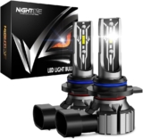 NIGHTEYE Hir2 9012 LED Headlights, 6500K Cool White, Pack of 2 300% Brighter, Real 1:1 Mini Size, Plug and Play, Powersports Accessory Fog Lights