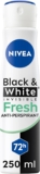 NIVEA Black & White Fresh Anti-Perspirant Spray (250ml), 72hr Anti-Sweat Womens Deodorant Spray, No Stains on Black and White Clothes