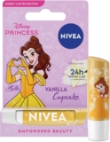 NIVEA Disney Princess Belle Limited Edition Vanilla Cupcake Lip Balm (4.8g), Unique Disney Princess Inspired Lip Balm for Kids, Contains Moisturising Shea Butter for 24 Hour Moisture