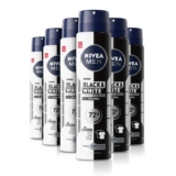 NIVEA MEN Black and White Original Antiperspirant Spray, (6 x 250 ml) Mens Deodorant