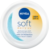 NIVEA Soft Daily UV SPF15 (200ml), 48H Moisturising Cream for Face, Body and Hands with Vitamin E and Jojoba Oil, Hand Cream with Factor 15 Sun Protection Moisturises Deeply, Vegan Formula Day Cream
