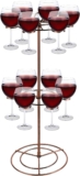 NQEUEPN Champagne Display Stand, Cocktail Drinks Tree Stand 2 Tiers 12 Holders Metal Champagne Tower Stand Wine Glass Drink Cup Shelves Rack for Beverage Cocktails Martini Margarita Bar Party