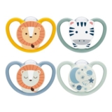 NUK Space Day & Night Dummy 6-18m BPA-Free Silicone 4-Pack