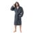 NY Threads Mens Fleece Bath Robe with Hood Grey Large