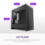 NZXT H3 Flow – Micro-ATX Airflow PC Case – Black