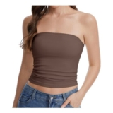 Nabawa Bandeau Top with Built-in Bra, Backless Tube Tank Coffee