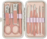 Nail Clipper Set 10 Pcs Professional Nail Care Tools Stainless Steel With Button Box Pink Portable Manicure Nail Beauty Gift Set Travelling Multifunction