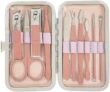 Nail Clipper Set 10 Pcs Professional Nail Care Tools Stainless Steel With Button Box Pink Portable Manicure Nail Beauty Gift Set Travelling Multifunction