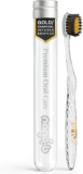 Nano-b Manual Toothbrush for Adults with Sensitive Gums, Gold & Charcoal Soft/Medium Bristles, Travel Case, Crystal