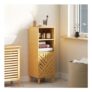 Narrow Bathroom Storage Cabinet with Open Compartments, Natural
