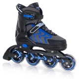 Nattork Adjustable Inline Roller Skates for Adults Outdoor & Indoor ABEC-7 Bearings Triple Safety – Blue XX-Large (EU 42-45)