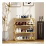 Natural HOMCOM Bamboo Shoe Rack, 4-Tier Folding Shelf