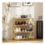Natural HOMCOM Bamboo Shoe Rack, 4-Tier Folding Shelf