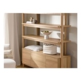 Natural Noa Oak Effect Tube Leg Wide Shelf