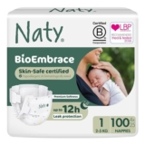 Naty BioEmbrace Baby Newborn Nappies, Size 1 (25kg), 100 Count