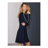 Navy Blue Crew Neck Tipped Mini Dress