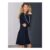 Navy Blue Crew Neck Tipped Mini Dress