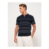 Navy Boucle Striped Trophy Polo