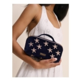Navy Embroidered Makeup Bag