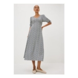 Navy Floral Midi Tea Dress