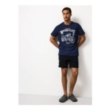 Navy Motorbike Graphic Shortie Pyjamas