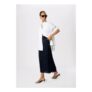 Navy Plisse Column Midi Skirt