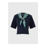 Navy Scarf Detail Ribbed Jumper Navy XS