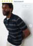 Navy Stripe Boucle Knitted Polo Shirt. Free click and collect.