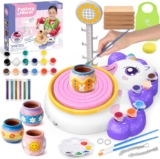 Naxudcoo Pottery Wheel for Kids, Complete Pottery Painting Kit with 4 Packs Air Dry Clay, Arts and Crafts for Kids Ages 6-12, Unicorn Crafts Kit, Birthday Gift for Girls Boys 6 Year Old