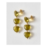 Naya Tiered Green Resin Heart Drop Earrings