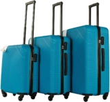 Neo 3 Piece Hard Shell Luggage Suitcase Set ABS Expandable Handle Lightweight Durable Trolley Travel with 360 Spinner Wheels Inbuilt Lock 20 24 28 (Electric Blue)