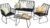 Neo Garden Furniture Patio Wicker Bamboo Style Cane Chair Table Outdoor Indoor Balcony Conservatory Rattan Cushion Sofa Set 4 Piece (Black)