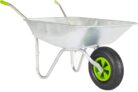 Neo Wheelbarrow Home Garden Cart Galvanised Metal with Pneumatic Tyre Silver (65L)