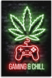 Neon Lights Retro Gaming And Chill Gamer Quotes Quote Poster Picture Boy Room Bedroom Bathroom Decoration Canvas Printed Wall Art Hangable Poster Decorative Painting Canvas Wall Posters And Art Pictur