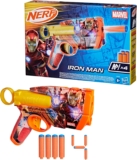 Nerf Marvel Iron Man Dart Blaster with 2-Dart Capacity, Pull-Back Priming & 4 Official N1 Foam Darts, Marvel Avengers Toy Blaster for Kids 8, Foam Dart Fun, Perfect Toys for Boys & Girls