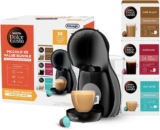Nescafé Dolce Gusto DeLonghi Piccolo XS – Coffee Capsule Machine, Compact Design, Hot&Cold Drinks, Automatic Shut-Off, with 3×12 Capsule Boxes Podback Recycling Bag, Black Grey (EDG210.BGY bundle)