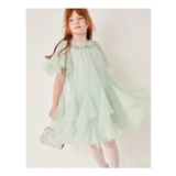Nessa Sparkle Collar Waterfall Dress Green