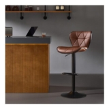Nestvatto Bar Stool, 1, Modern Swivel Counter Height, Leather Backrest