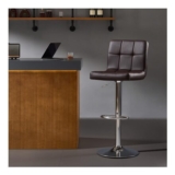 Nestvatto Swivel Bar Stools, Adjustable Counter Height, Dark Brown