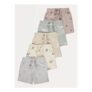 Neutral Happy Prints Shorts 5 Pack