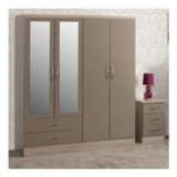 Nevada 4 Door 2 Drawer Wardrobe, Mirrored