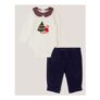 Newborn Christmas Bear Bodysuit & Trousers Set Blue