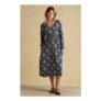 Nia Navy Geo V-Neck Long Sleeve Midi Jersey Dress